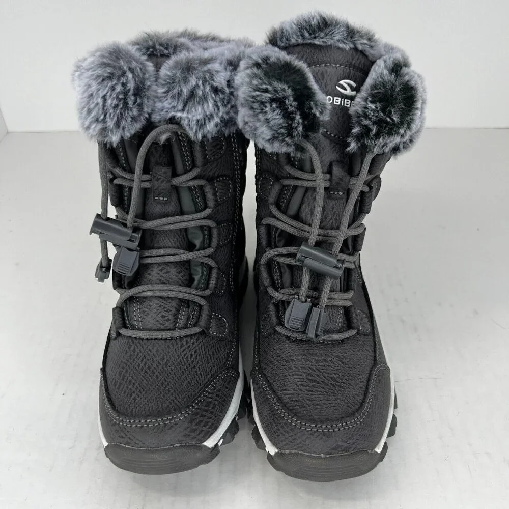 Hobibear Womens AW7772 Gray Anti-Slip Waterproof Fur Lined Size 35 Snow Boots